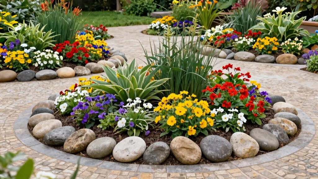 9 River Rock Flower Beds That Give Your Garden a Clean, Polished Look